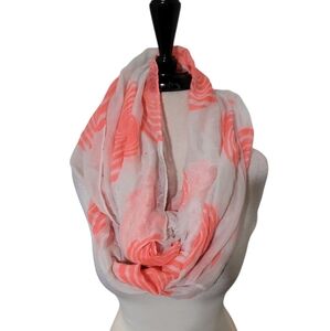 Coral and White Patterned Infiniti Scarf